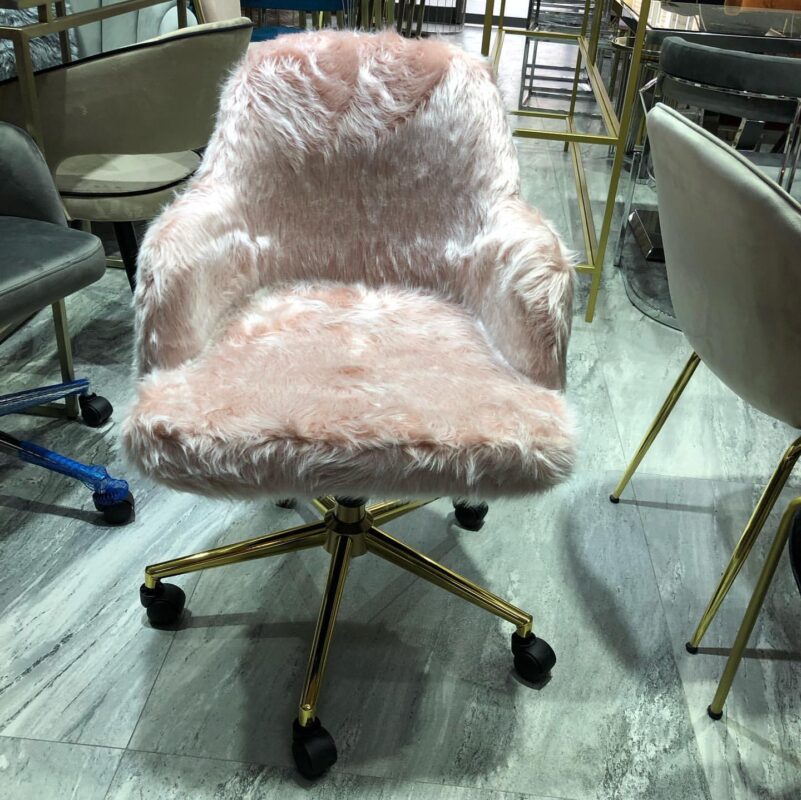 Peluş Makyaj Sandalyesi İnci Masa Sandalye